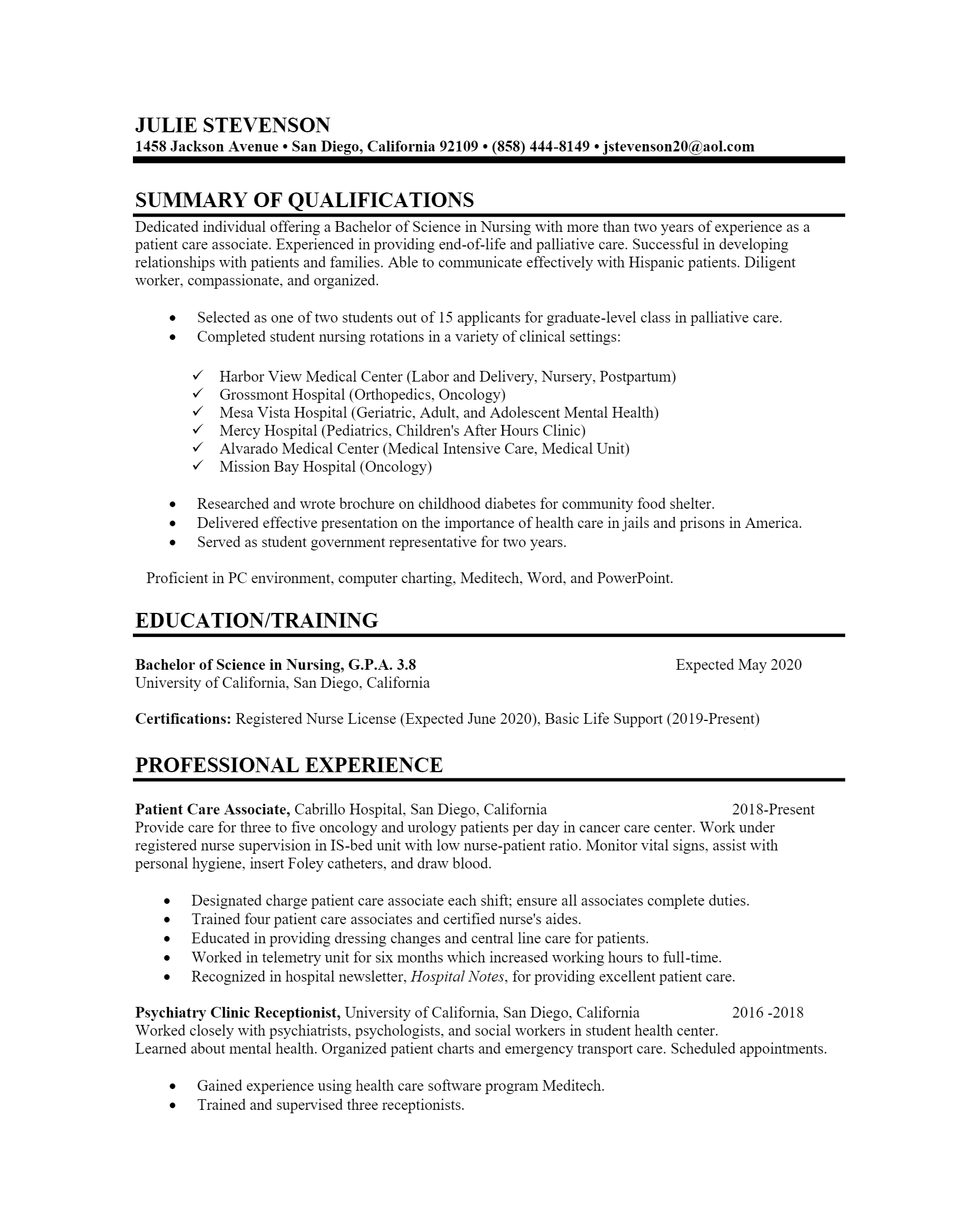 Nursing Resume .Docx (Word)