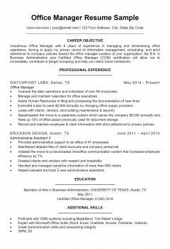 Office Manager Resume .Docx (Word)