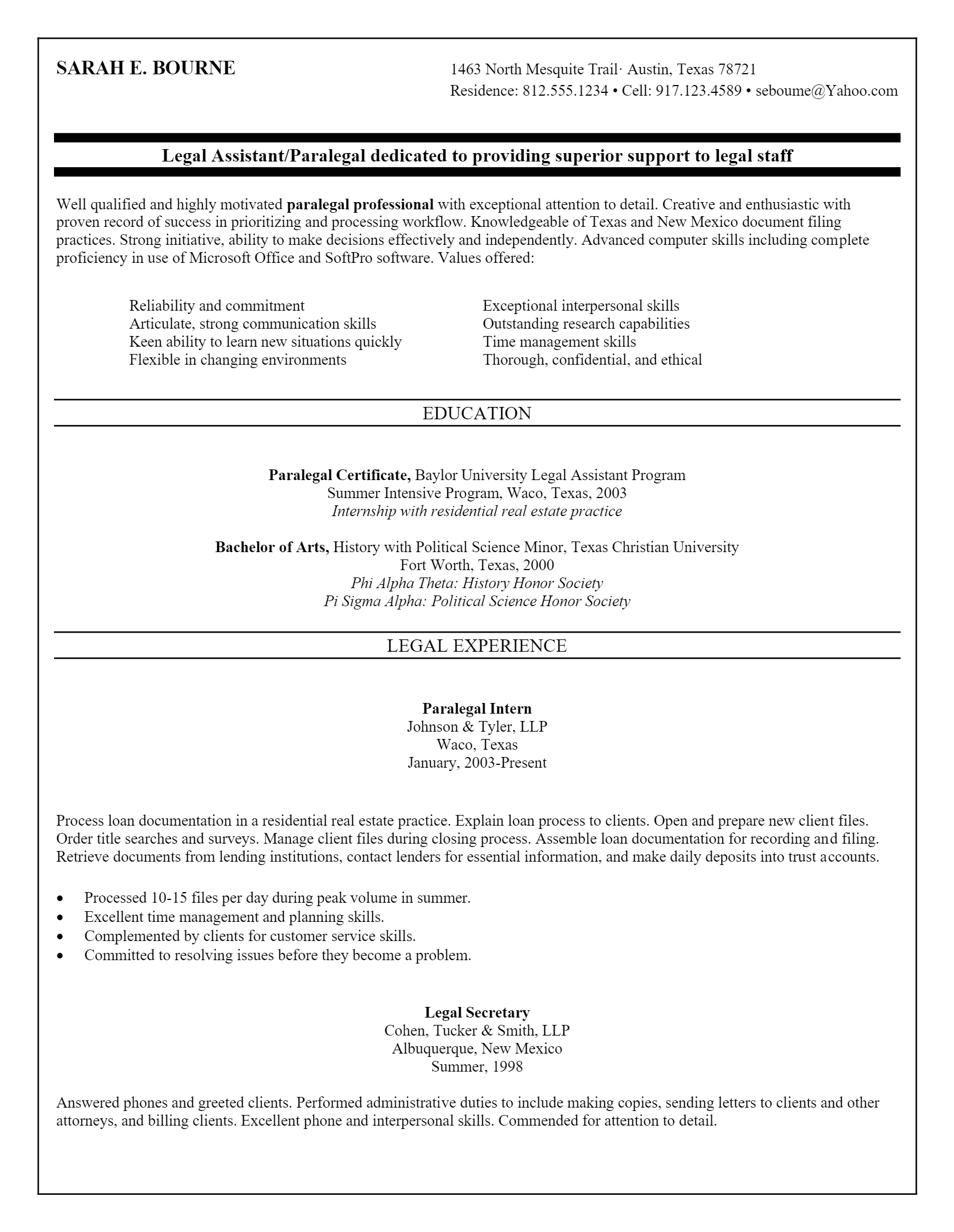 Paralegal Resume .Docx (Word)