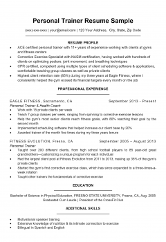Personal Trainer Resume .Docx (Word)