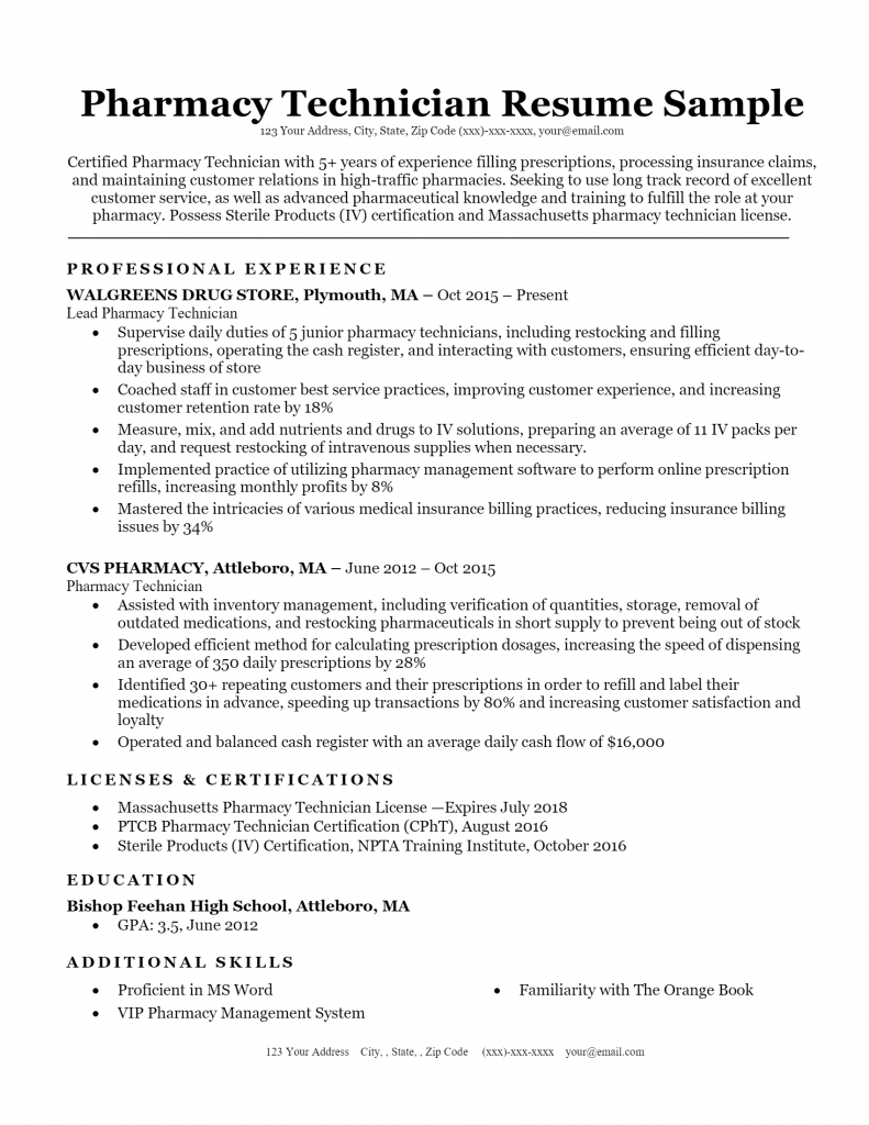 Pharmacy Technician Resume .Docx (Word)