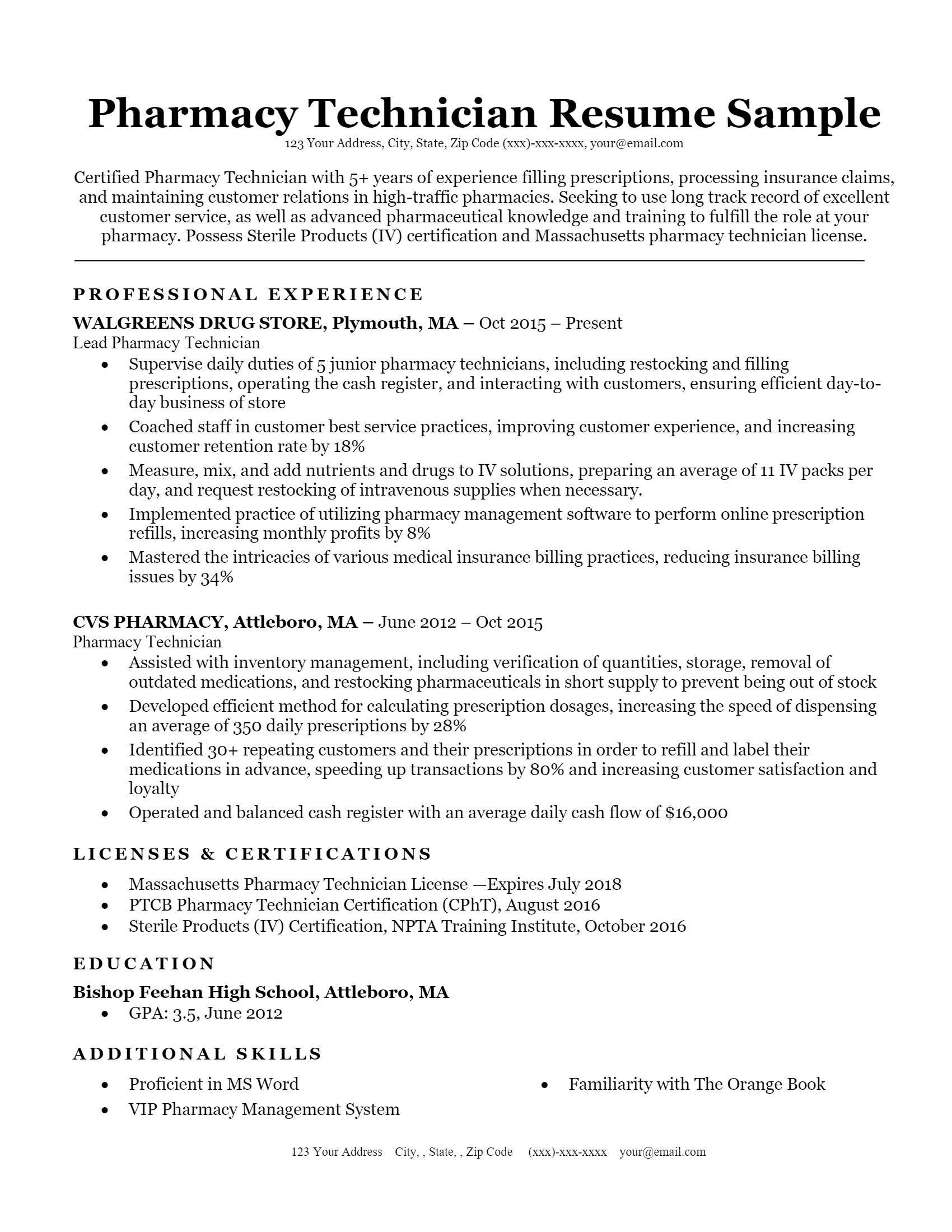 Pharmacy Technician Resume .Docx (Word)
