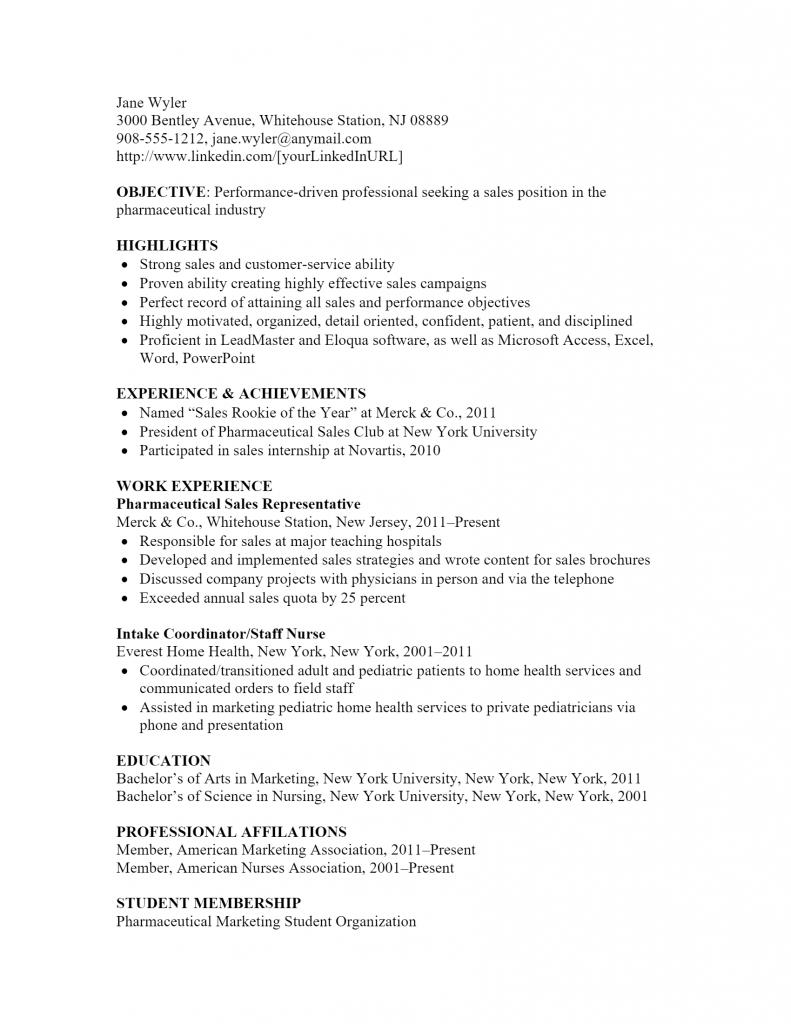 Pharmaceutical Sales Resume .Docx (Word)