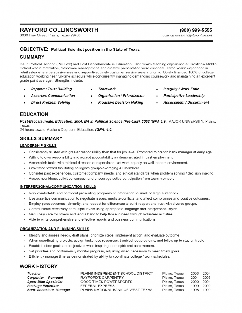 Political Analyst Resume .Docx (Word)