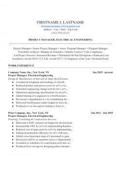 Project Manager Resume .Docx (Word)