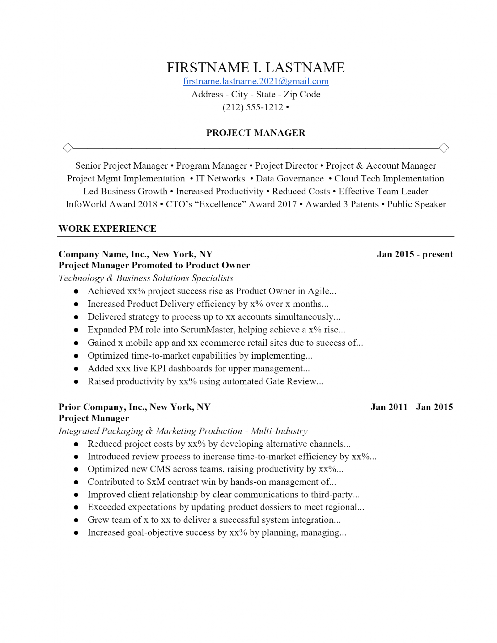 download-free-business-project-manager-resume-docx-word-template-on