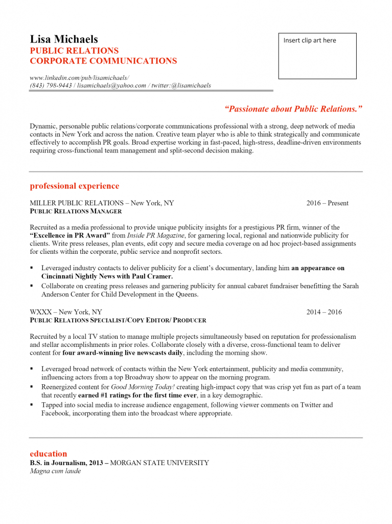 Public Relation Resume .Docx (Word)