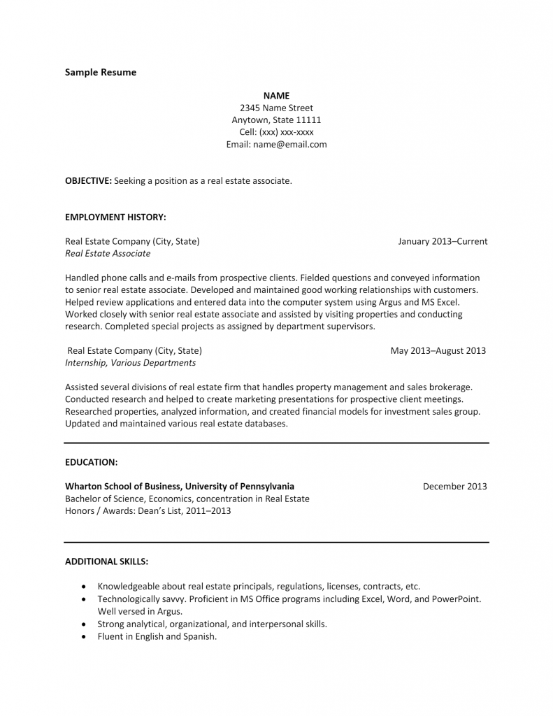 Real Estate Resume .Docx (Word)