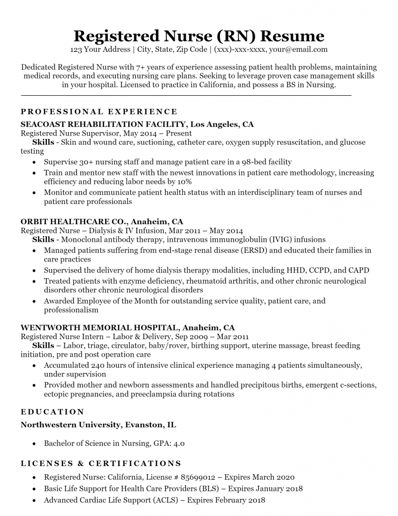 Register Nurse Resume .Docx (Word)