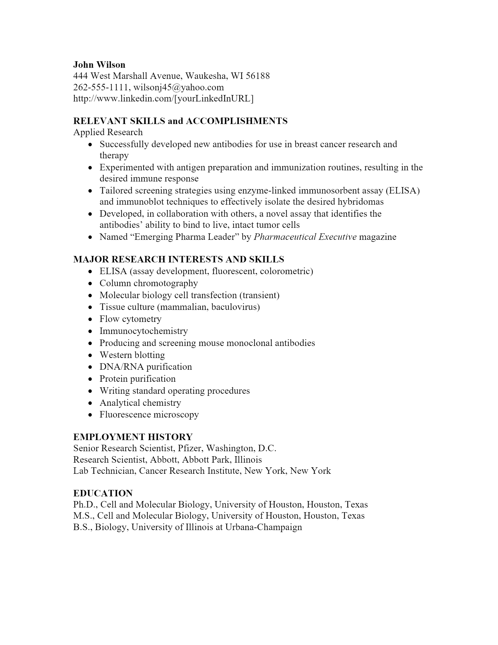 Healthcare Research Resume .Docx (Word)
