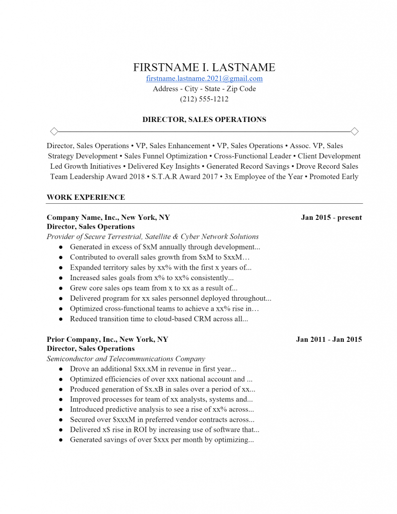 Sales Operator Resume .Docx (Word)