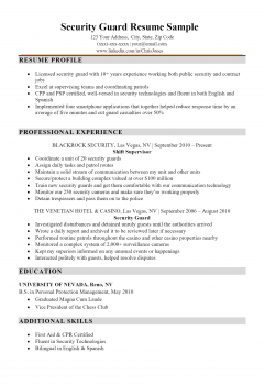 Security Guard Resume .Docx (Word)