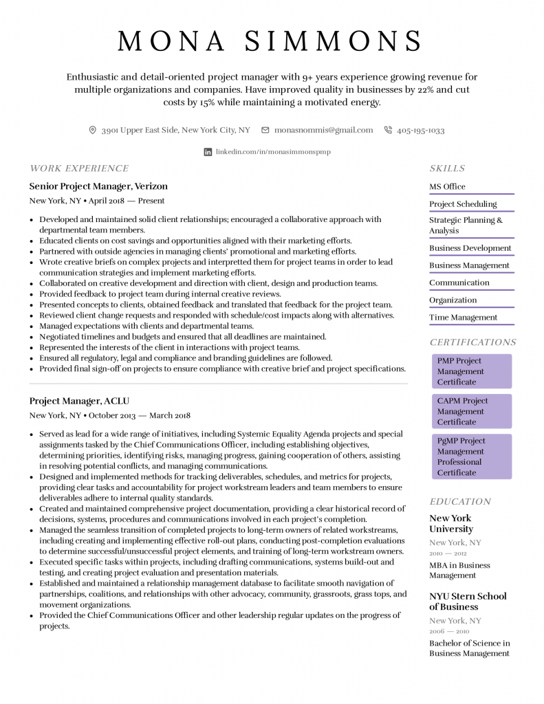 Senior Project Manager Resume .Docx (Word)