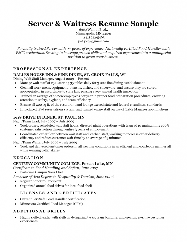 Server Resume .Docx (Word)