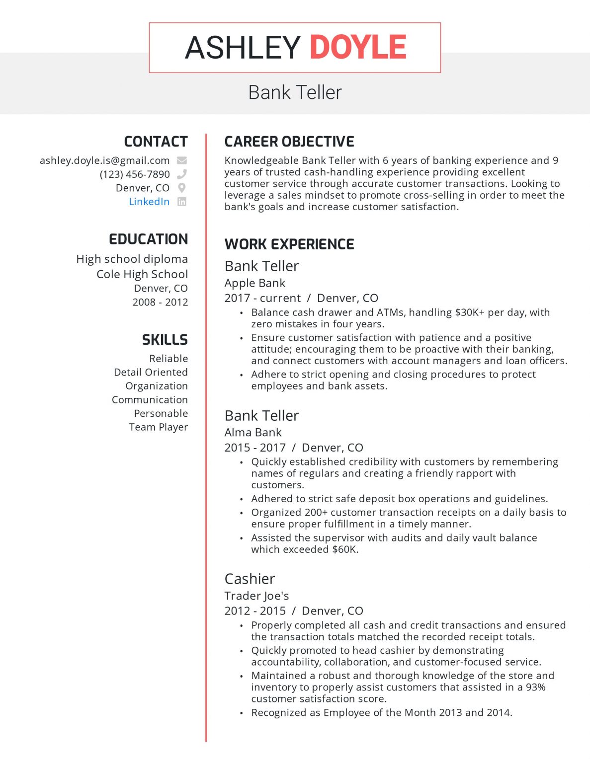 Download Free Bank Teller Resume .Docx (Word) Template On ...