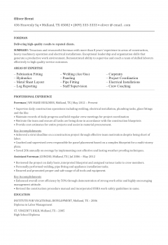 Electrician Foreman Resume .Docx (Word)