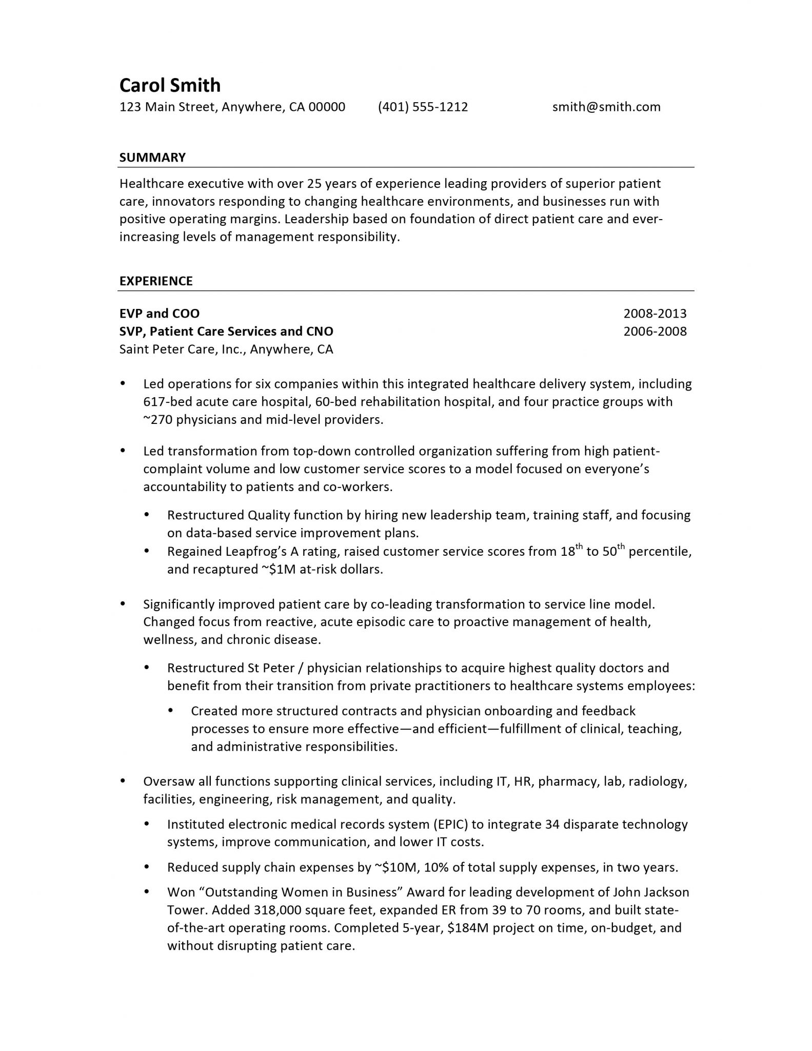 Download Free Senior Executive Resume .Docx (Word) Template on ...