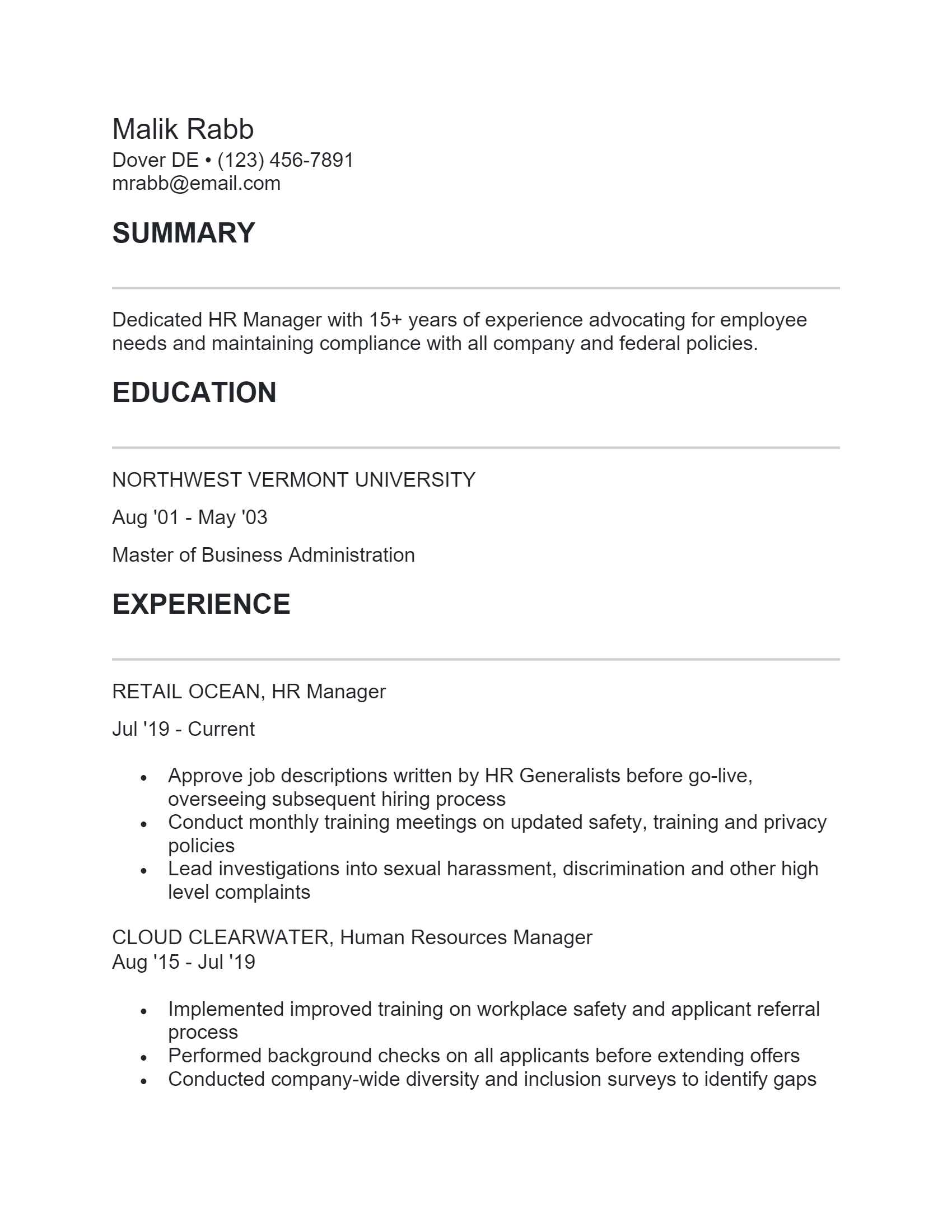 HR Manager .Docx(Word)