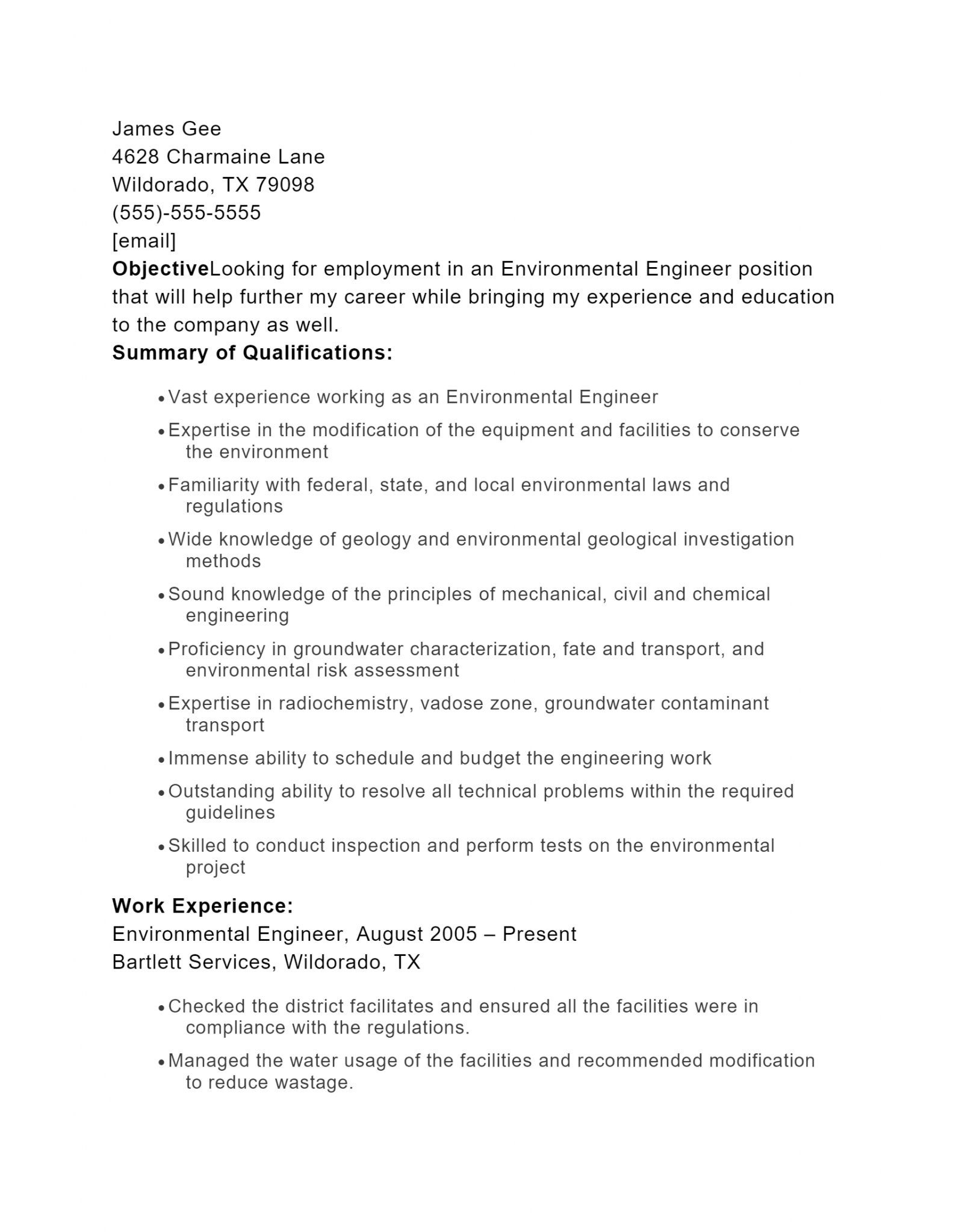 Download Free Environmental Engineer .Docx(Word) Template On ...