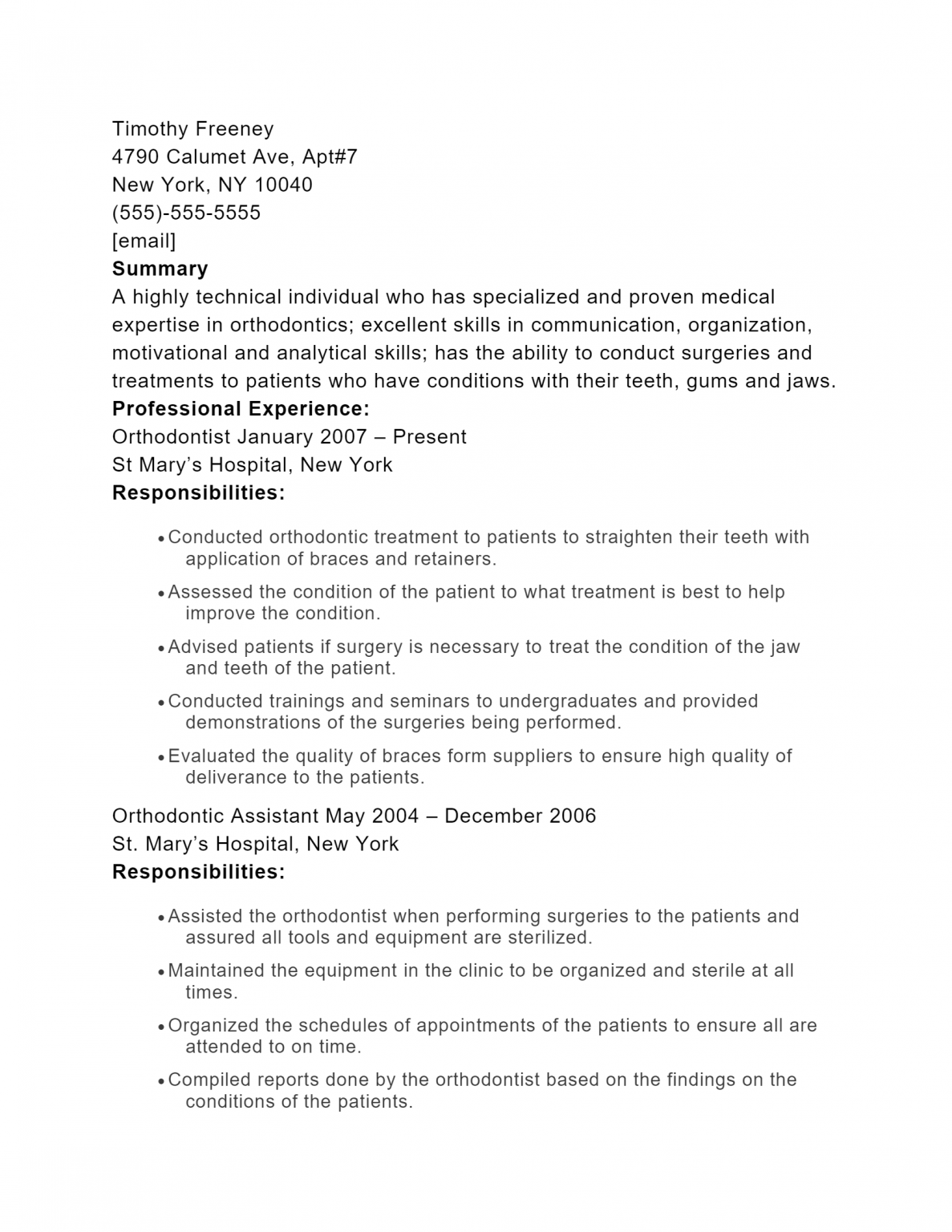 Download Free Orthodontist. Docx(Word) Template on