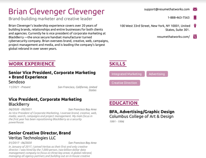 Brand-building marketer and creative leader Resume