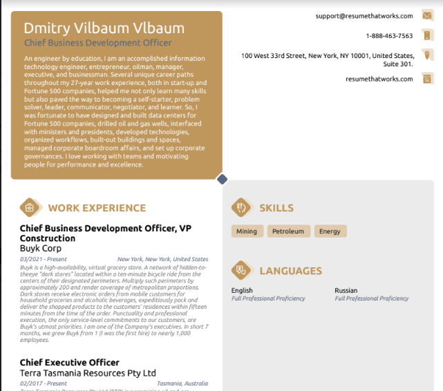 Chief Business Development Officer Resume