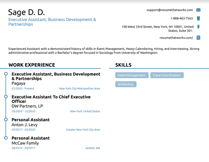 Executive Assistant Resume