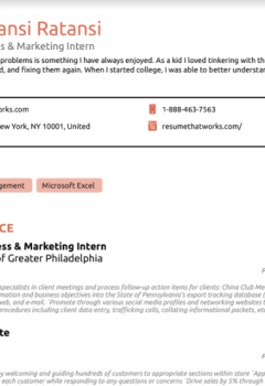International Business &#038; Marketing Intern Resume