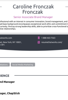 Senior Associate Brand Manager Resume