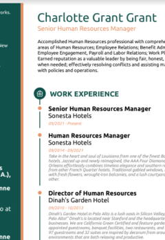 Senior Human Resources Manager Resume