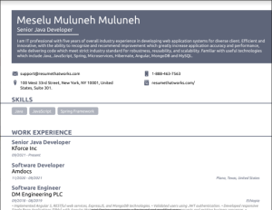 Download Free Senior Java Developer Resume Template on ResumeThatWorks.com