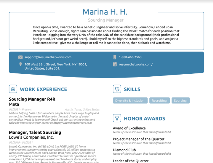 Sourcing Manager Resume