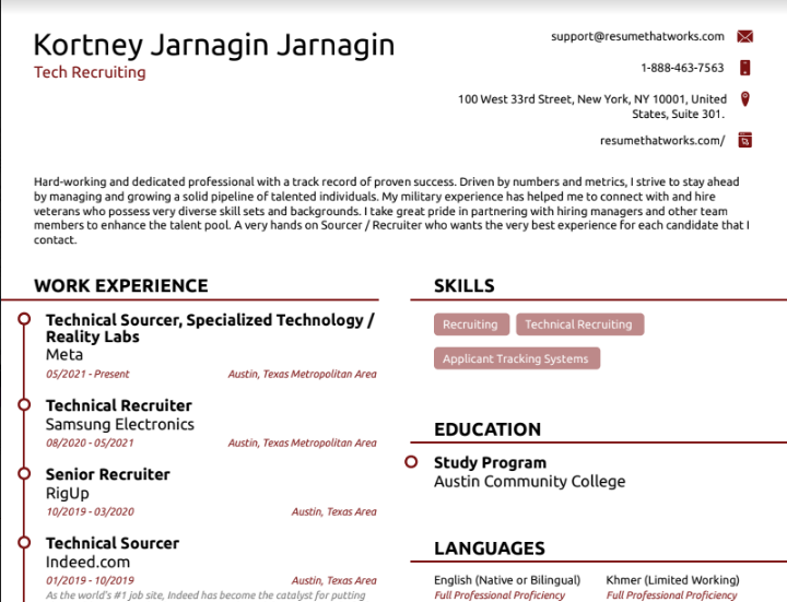 Tech Recruiting Resume