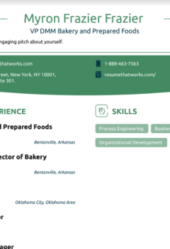 VP DMM Bakery and Prepared Foods Resume