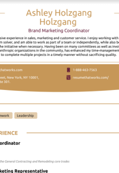 Brand Marketing Coordinator (2) Resume