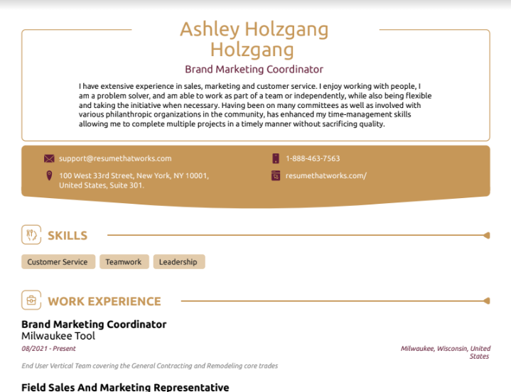 Brand Marketing Coordinator (2) Resume