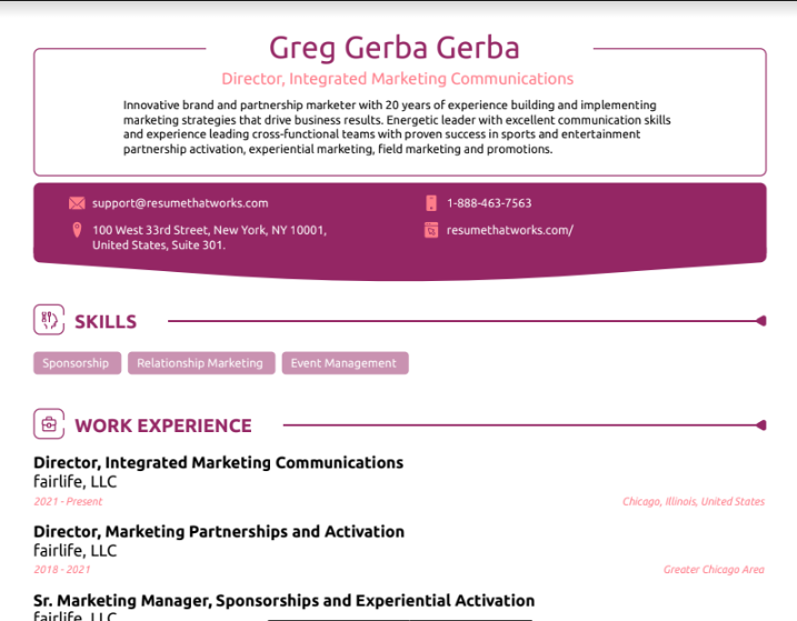 Director, Integrated Marketing Communications Resume