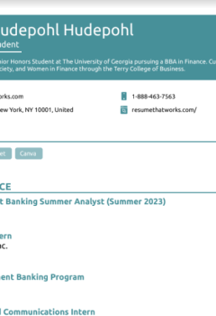 Honors Finance Student Resume