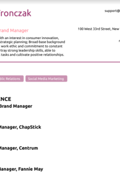 Senior Associate Brand Manager (2) Resume