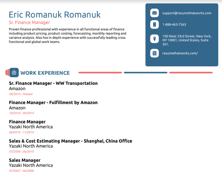 Sr. Finance Manager Resume