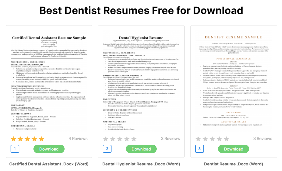 5 Steps To Build Dentist Resume Get A Job   Dentist Resume Template 